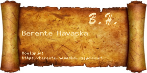 Berente Havaska névjegykártya